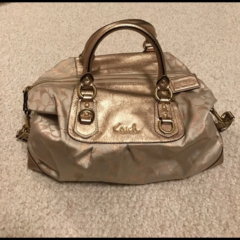 Beautiful Gold Coach Satchel Bag